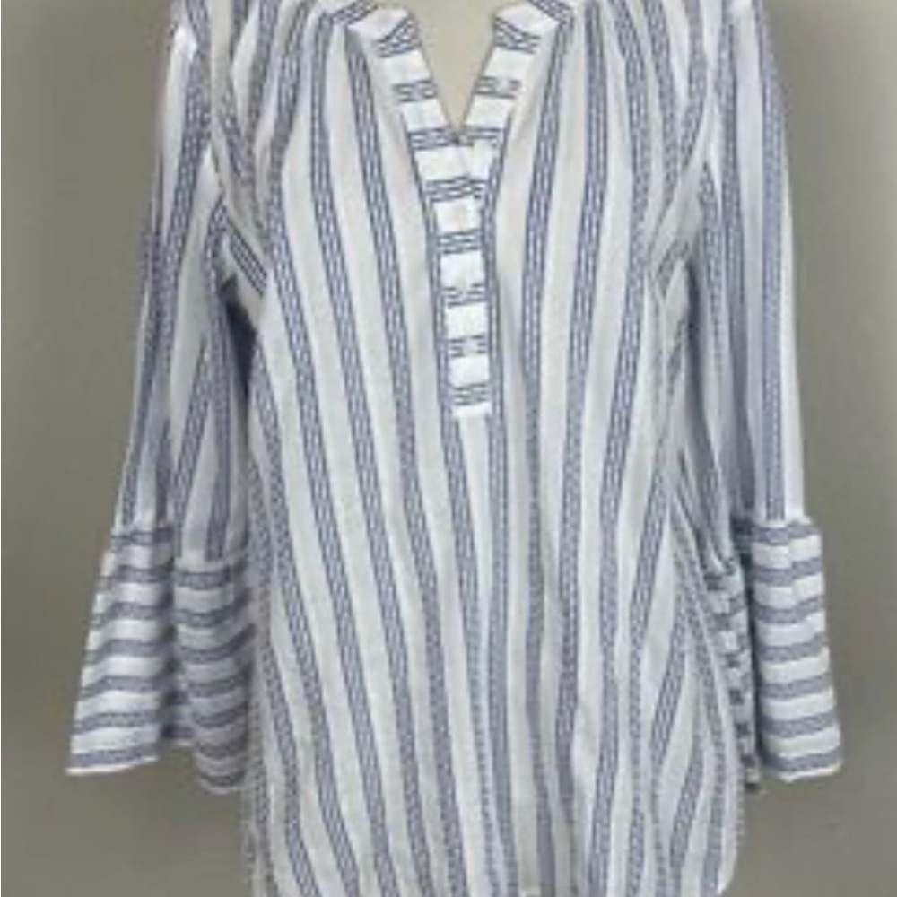 Talbots blouse. 2XP. White and Blue Stripe.